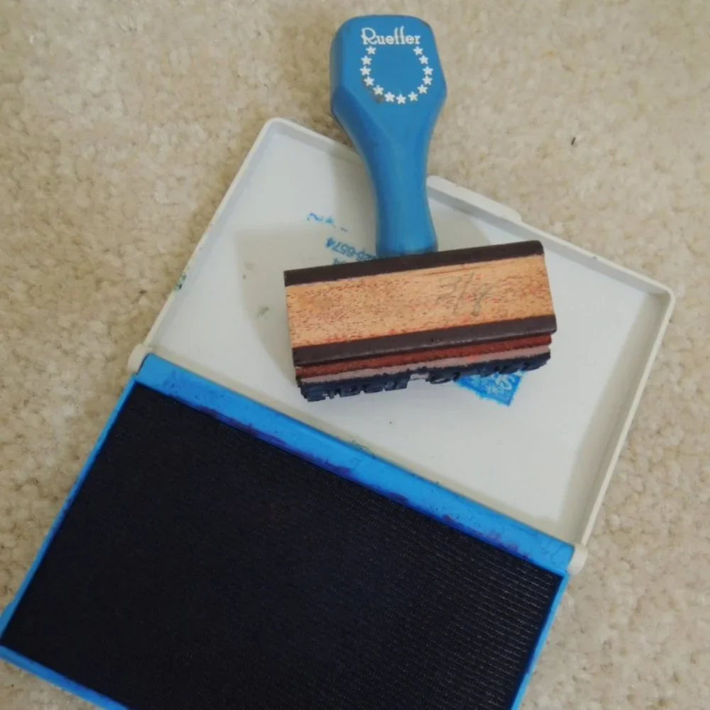RUBBER STAMP FIRST CLASS with Stamp Pad by Rueffer EUC